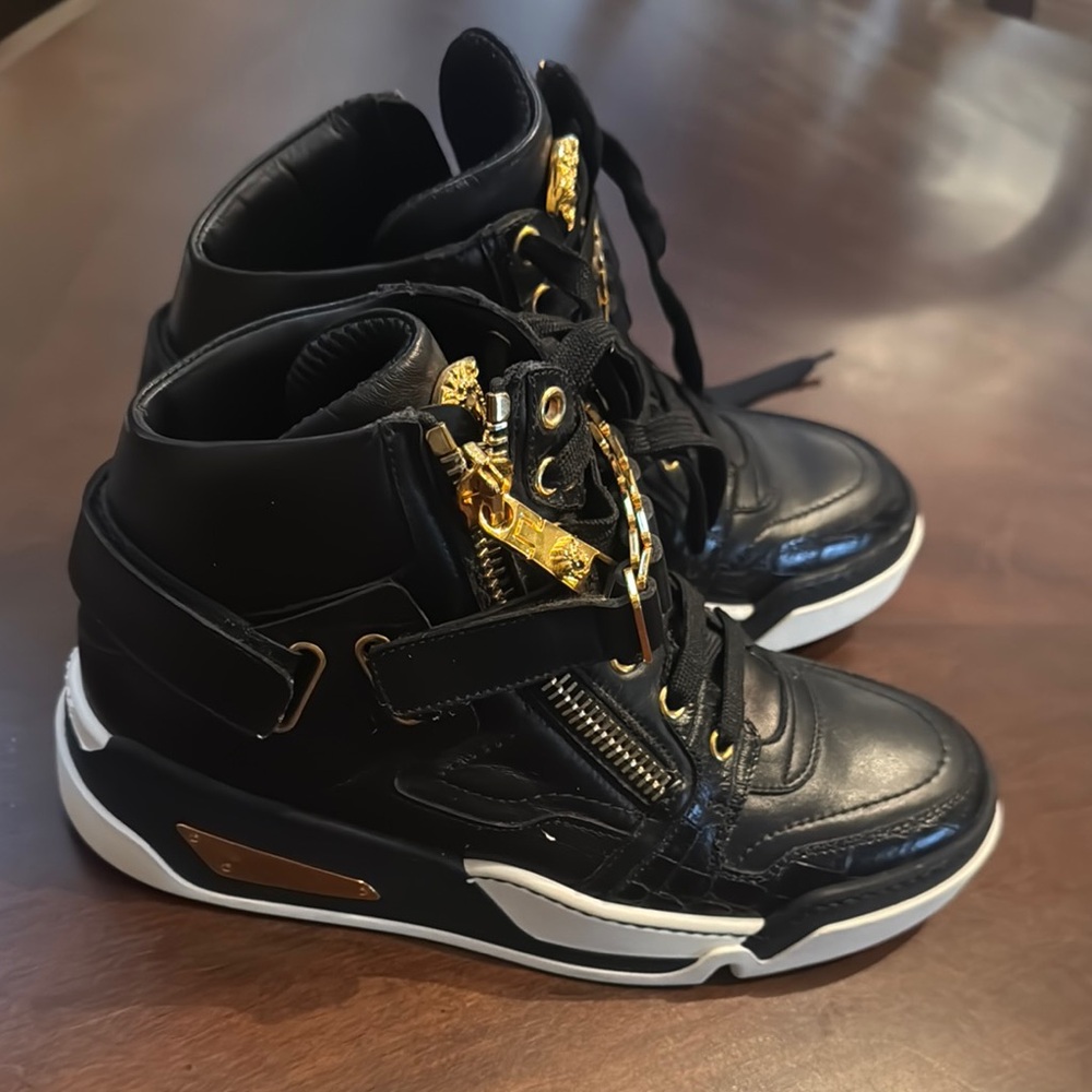 Authentic Versace Black and Gold Top Sneakers women's size 38